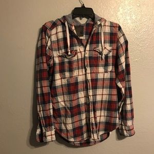 Hooded Plaid Shirt